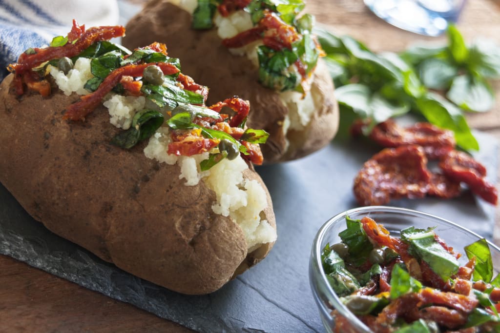 Sun-dried Tomato & Basil Baked Potatoes