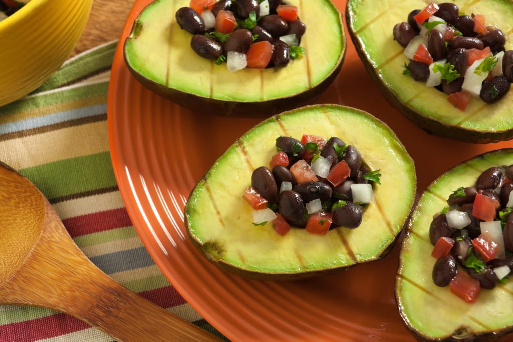 Grilled Avocados With Black Bean Salsa