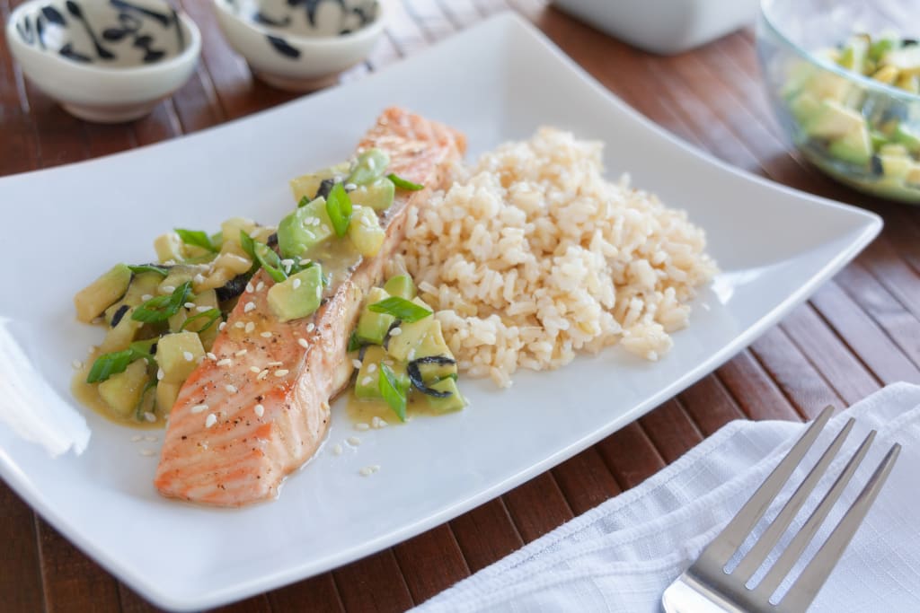 Roasted Salmon With Veggie Sushi Salsa