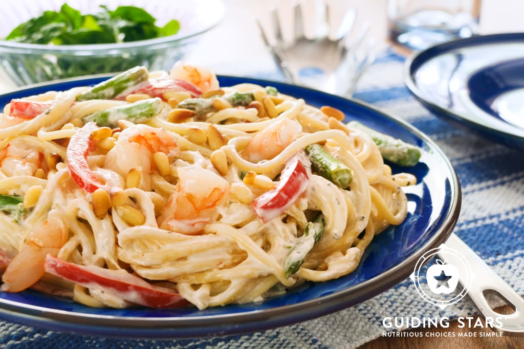 Creamy Garlic Pasta With Shrimp & Vegetables