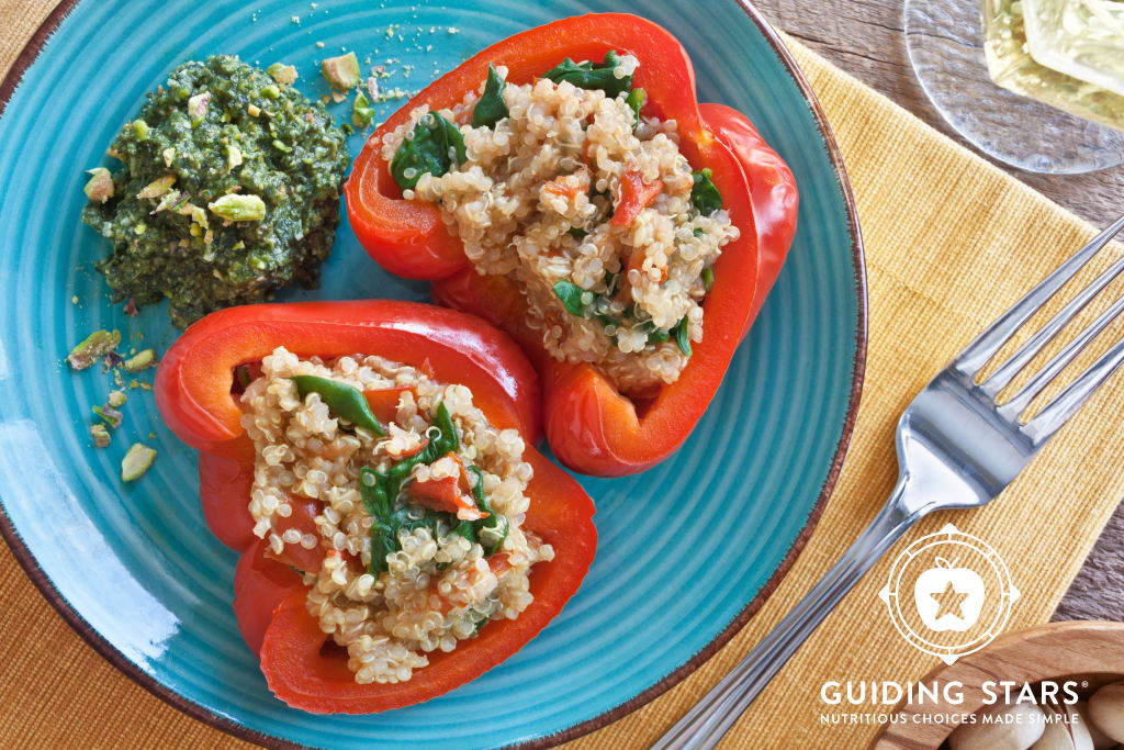Quinoa Stuffed Peppers With Pesto