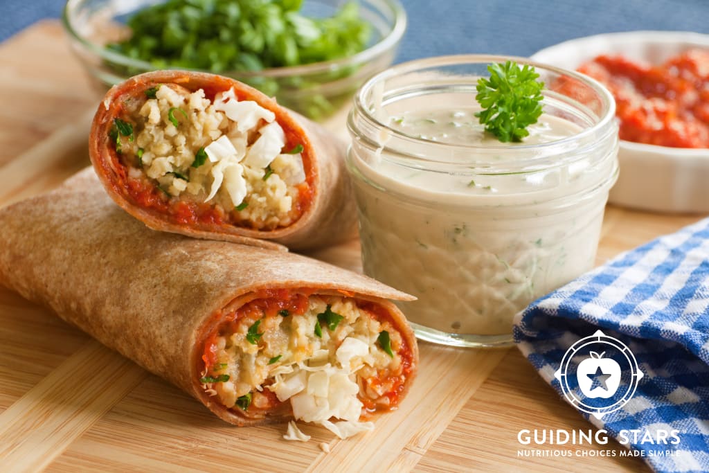 Spicy Lentil Wraps With Red Pepper Paste And Tahini Sauce