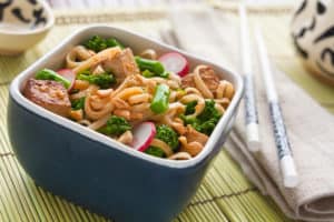 Udon Noodle Salad With Broccolini And Spicy Tofu